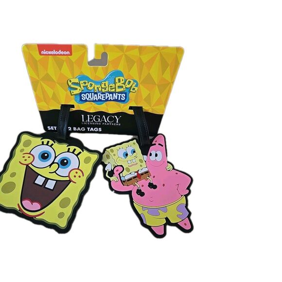 Spongebob Squarepants & Patrick Set Of 2 Luggage Tags Nickelodeon Legacy New - Picture 1 of 4